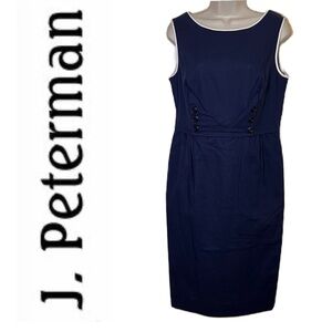 J. Peterman New Navy Sleeveless Sheath Dress